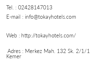 Tokay Hotels iletiim bilgileri